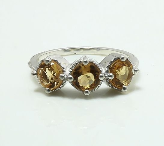 Opulent Tri-Stone Citrine Ring