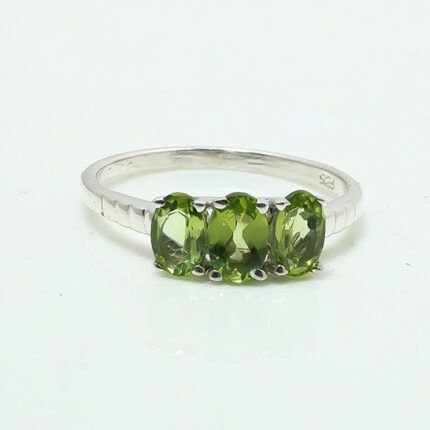 3-Stone Dance With The Waves Peridot Ring