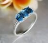 3-Stone Desert Blossom Blue Topaz Ring