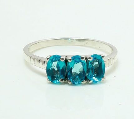 3-Stone Desert Blossom Blue Topaz Ring