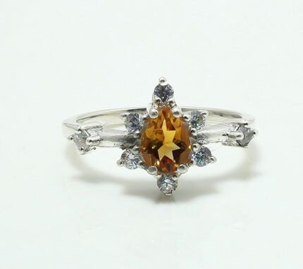 Entrancing Pear Faceted Citrine Ring